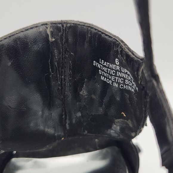 BCBG Paris Black leather upper ruffle metal silver studs Ankle strap stilettos - Picture 7 of 8